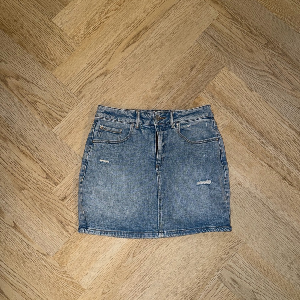 Garage Washed Blue Denim Mini Skirt